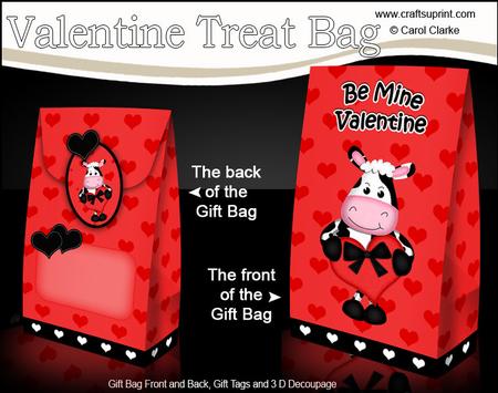 3D Milly Moo Cow Valentine Gift Bag Mini Kit