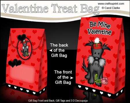 3D Hamish Scottie Dog Valentine Gift Bag Mini Kit