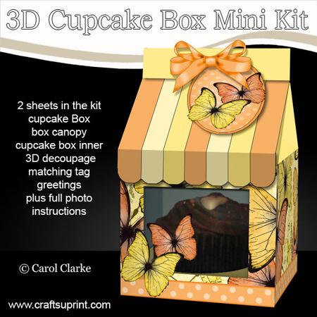 3D Butterflies Milk Carton Cupcake or Treat Box Mini Kit