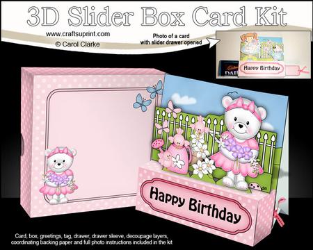 3D Teddy Tess's Flowers Slider Box Card Kit