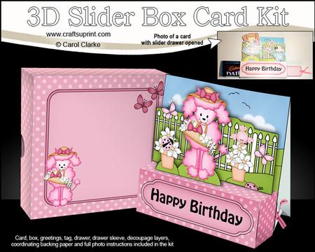 3D Bon Bon Poodle Dog Slider Box Card Kit