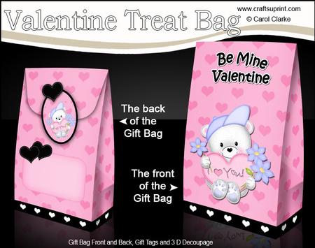 3D Teddy Ed Valentine Gift Bag Mini Kit