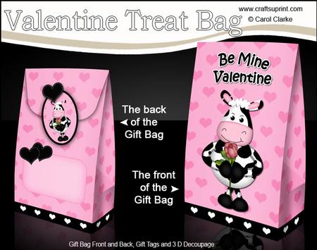 3D Milly Moo Cow Valentine Gift Bag Mini Kit