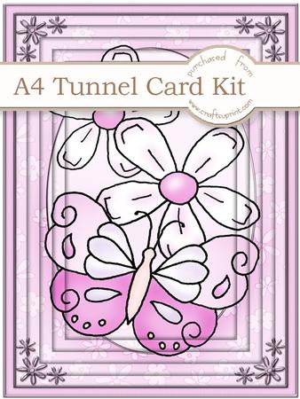 A4 Fluttery Butterfly in Pink Tunnel Card Kit