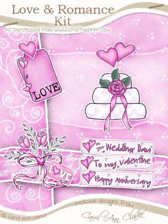 Love & Romance Kit in Cerise with Step by Step Decoupage