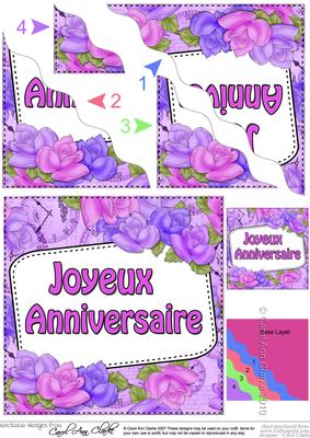 French Birthday Time for Roses Wavy Corner Stacker
