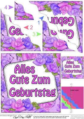 German Birthday Time for Roses Wavy Corner Stacker