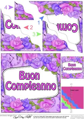 Italian Birthday Time for Roses Wavy Corner Stacker
