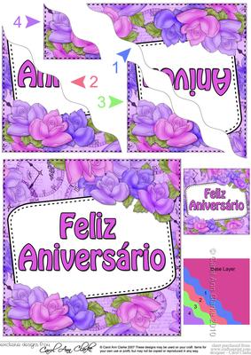 Portugese Birthday Time for Roses Wavy Corner Stacker
