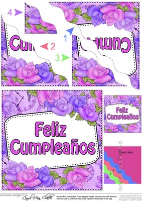 Spanish Birthday Time for Roses Wavy Corner Stacker