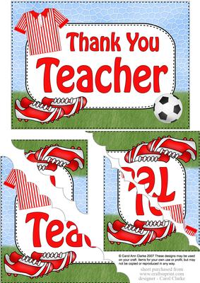 5x7 Football Thank You Teacher Scallop Corner Stacker