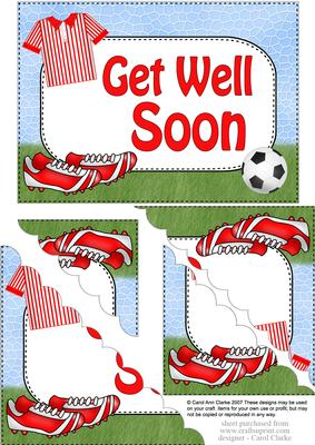 5x7 Football Get Well Soon Scallop Corner Stacker