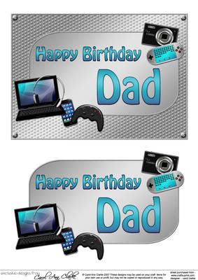 5x7 Birthday Dad Gadgets N Gizmos 3D Decoupage