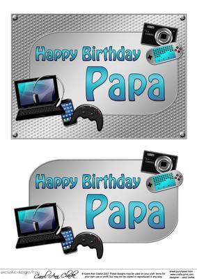 5x7 Birthday Papa Gadgets N Gizmos 3D Decoupage