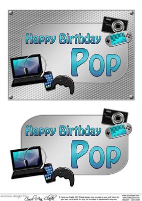 5x7 Birthday Pop Gadgets N Gizmos 3D Decoupage