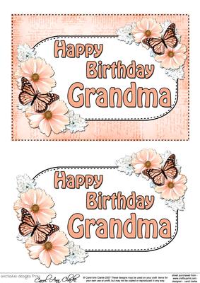 5x7 Birthday Grandma Flowers & Butterflies 3D Decoupage