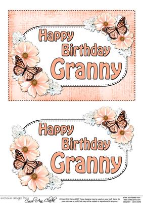 5x7 Birthday Granny Flowers & Butterflies 3D Decoupage