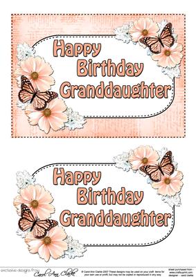 5x7 Birthday Granddaughter Flowers & Butterflies Decoupage