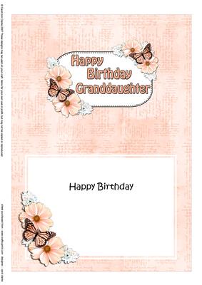 5x7 Birthday Granddaughter Flowers & Butterflies Insert