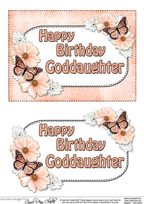 5x7 Birthday Goddaughter Flowers & Butterflies Decoupage