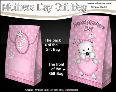 3D Westie Dog's Heart Mothers Day Gift Bag Mini Kit