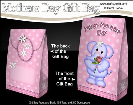3D Lola Elephant's Heart Mothers Day Gift Bag Mini Kit