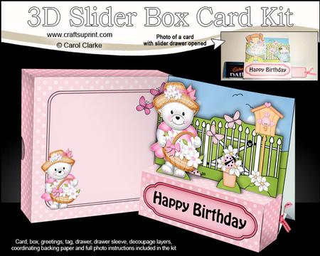 3D Teddy Tess's Flower Basket Slider Box Card Kit
