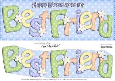 Large Dl Birthday Best Friend Dots & Flowers 3D Decoupage