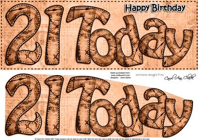 Large Dl Birthday 21 Today Clocks 3D Decoupage
