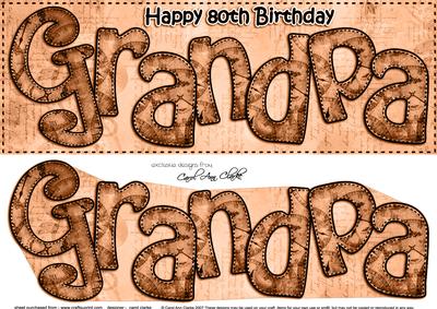 Large Dl 80th Birthday Grandpa Clocks 3D Decoupage