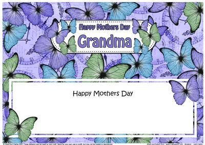 Mothers Day Grandma Butterflies Large Dl Matching Insert