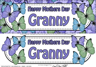 Large Dl Mothers Day Granny Floral Butterflies 3D Decoupage