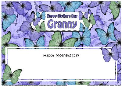 Mothers Day Granny Butterflies Large Dl Matching Insert