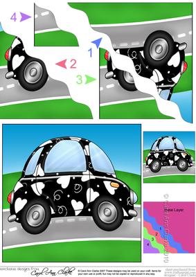 Funky Love Bug Car Wavy Corner Side Stacker Topper