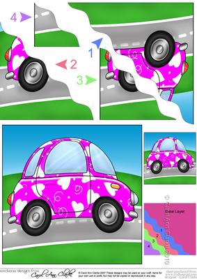 Funky Love Bug Car Wavy Corner Side Stacker Topper
