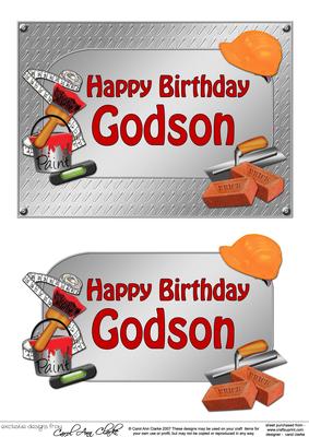 5x7 Birthday Godson Handyman Tools 3D Decoupage