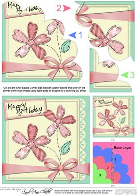 Birthday Flowers & Lace Shell Edged Corner Stacker