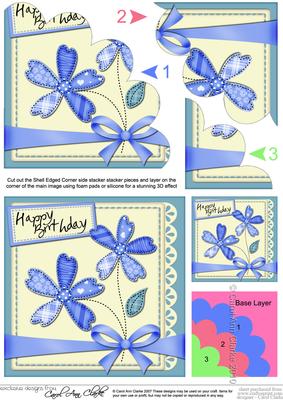 Birthday Flowers & Lace Shell Edged Corner Stacker