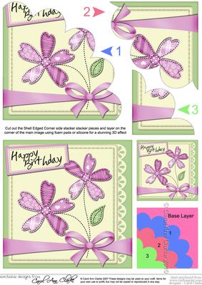 Birthday Flowers & Lace Shell Edged Corner Stacker