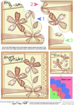 Birthday Flowers & Lace Shell Edged Corner Stacker