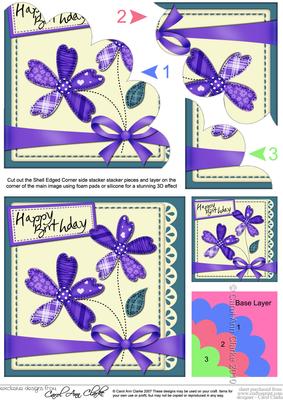 Birthday Flowers & Lace Shell Edged Corner Stacker