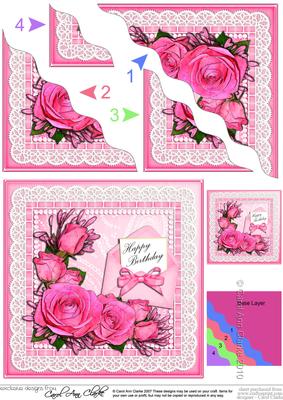 Birthday Roses Lace N Pearls Wavy Corner Side Stacker