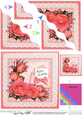 Birthday Roses Lace N Pearls Wavy Corner Side Stacker