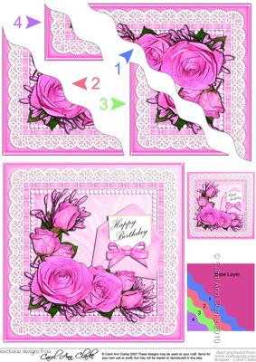 Birthday Roses Lace N Pearls Wavy Corner Side Stacker