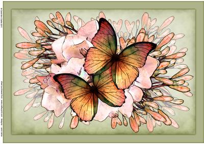 A4 Butterflies N Flowers Card Topper