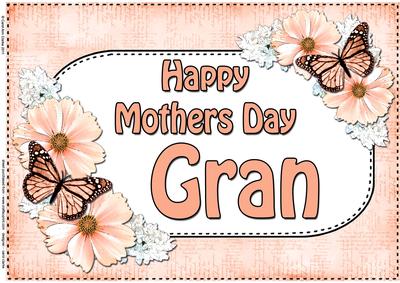 A4 Mothers Day Gran Flowers & Butterflies Card Topper