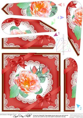 Rose and Lace Fan Pyramage Topper