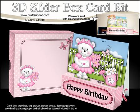3D Teddy Tess's Flowers Slider Box Card Kit