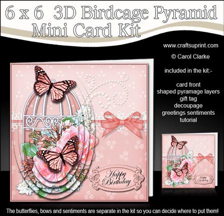 3D Butterflies and Roses Birdcage Pyramid Card Kit