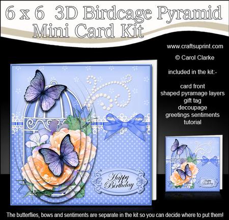 3D Rose Bouquet & Butterflies Birdcage Pyramid Card Kit